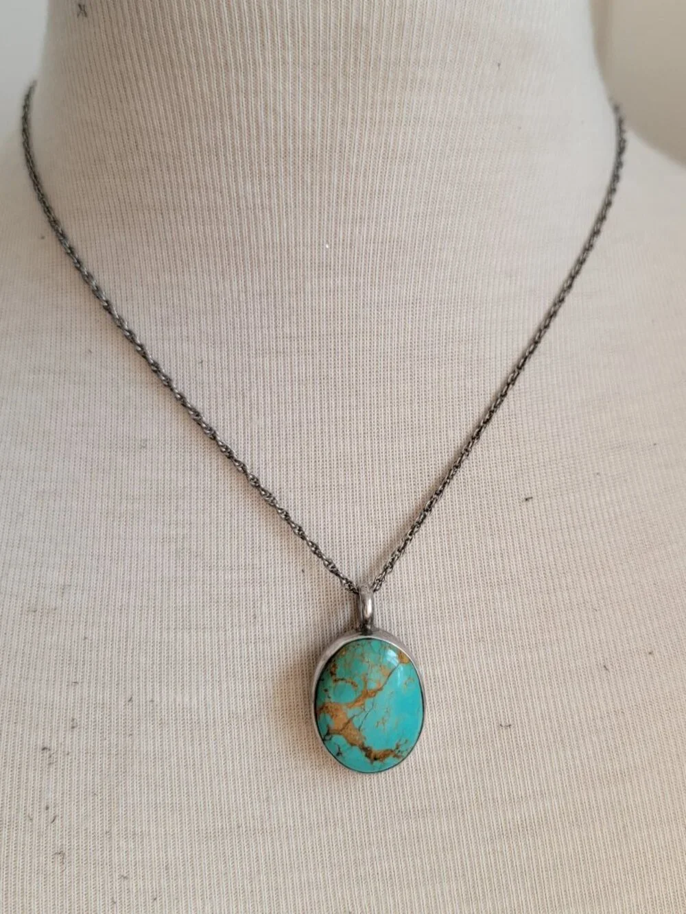 Chimney Butte Sterling Silver Royston Turquoise Pendant Necklace - Santa Fe 11g